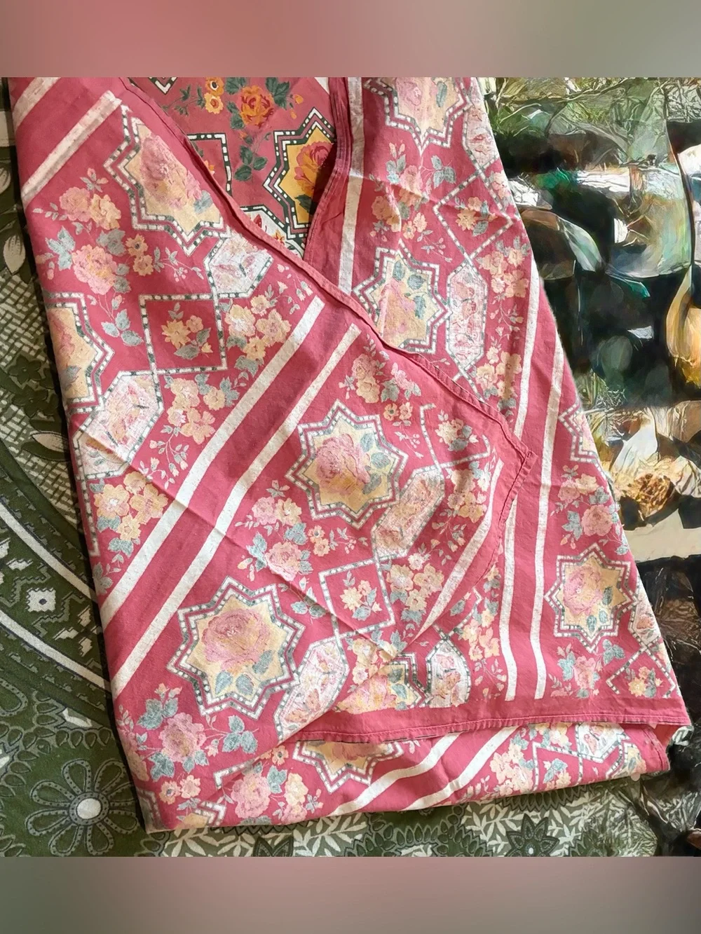 Vintage ‘93 April Cornell 36x34” Tablecloth. This vintage fabric is the 